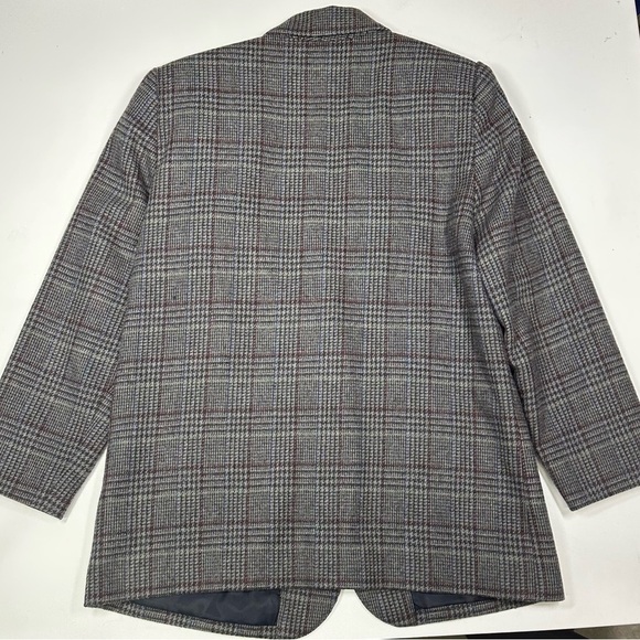Vintage Plaid Wool Blend Blazer Size S/M Gray Classic Preppy Dark Academia - Picture 5 of 9